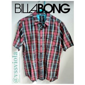 BILLABONG short sleeves plaid shirt "M" size